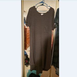 Lularoe Ribbed Carly Dress in Charcoal Gray 2XL